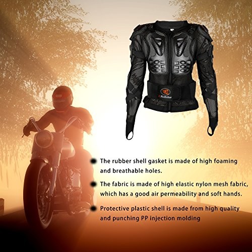 Motorcycle Full Body Armor Protector Removable Racing Jacket Large Black