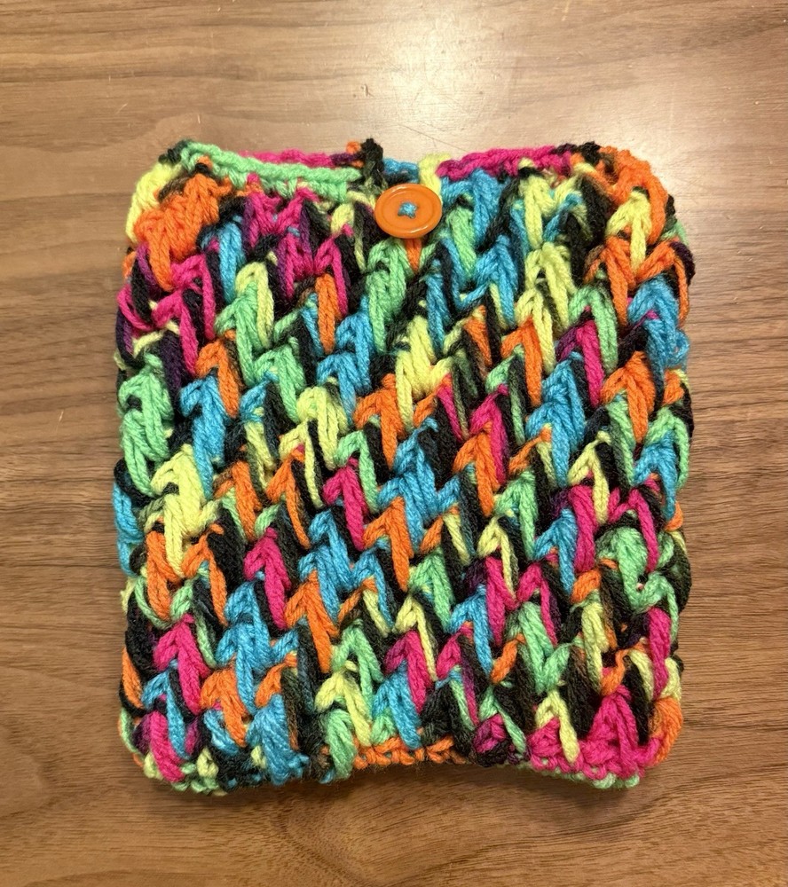 Crochet Kindle Sleeve - Crazy Bright