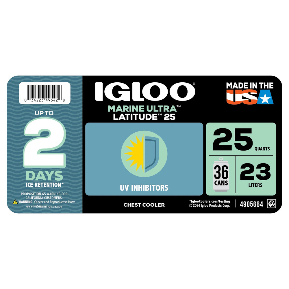 Igloo 25 QT Marine Hard Sided Cooler, White