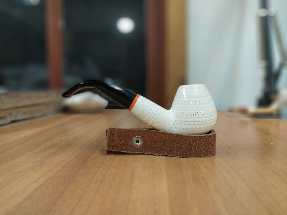 Meerschaum Apple Pipe Push and Pull Acrylic Stem with Fitted Case