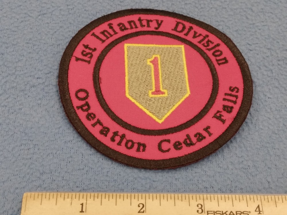 1st INFANTRY DIVISION PATCH - OPERATION CEDAR FALLS - 4 INCH