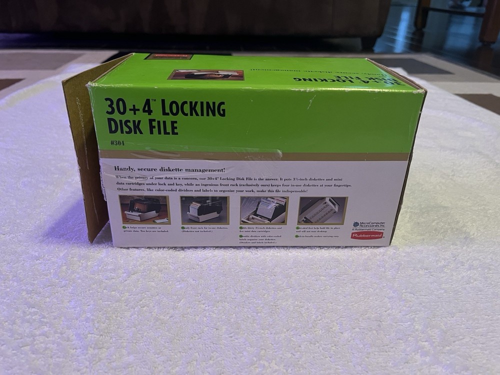 Vintage Rubbermaid 3.5" Locking Floppy Disk Computer File Storage Box Holder