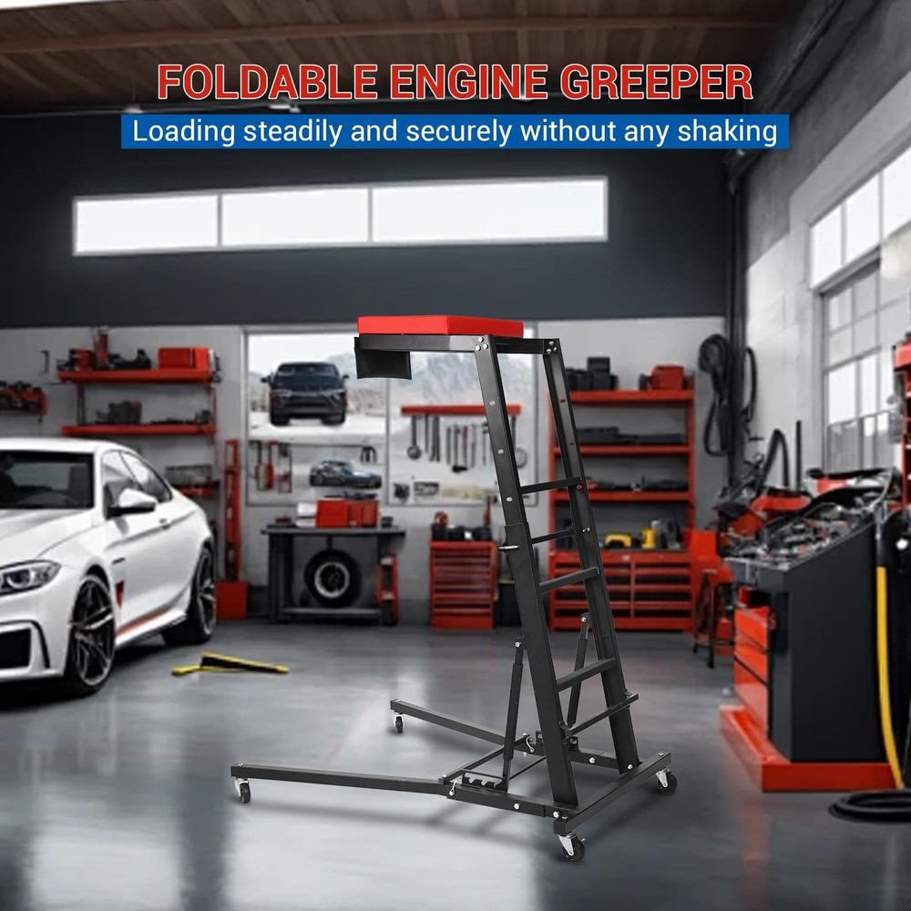 400LBS Foldable Topside Automotive Engine Creeper with 48"-66" Adjustable Height