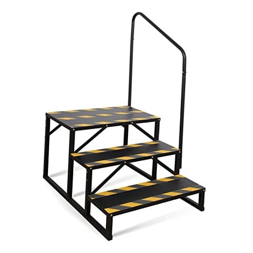 RV Steps with Handrail, Hot Tub Steps with Handrail, 3 Steps with 1 Handrail