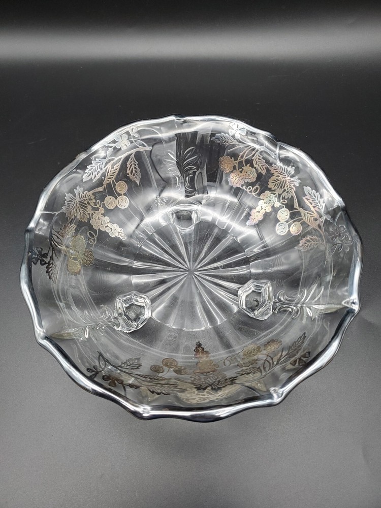 Sterling Silver Overlay Bowl 3 Footed Vintage