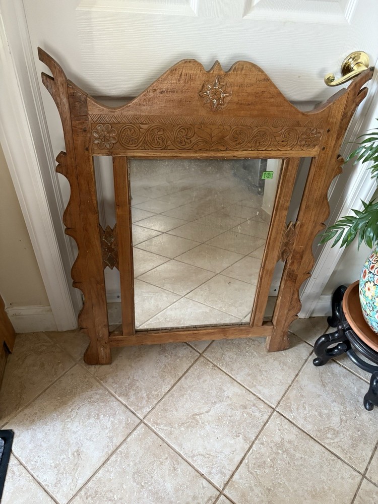 Antique Hand Carved Frame Mirror (38" x 29")