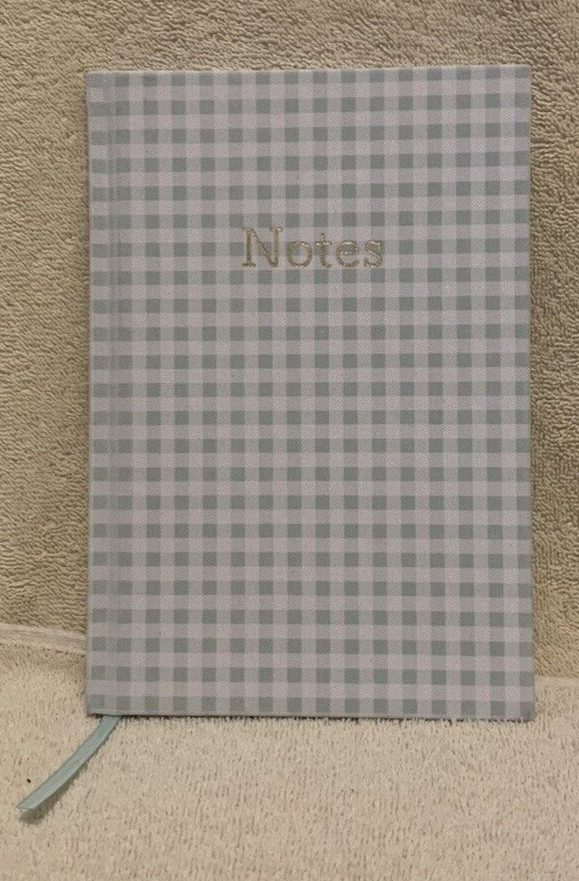 True Story Blue Gingham Fabric Covered Lined Journal / Notes w/Bookmark - Unused