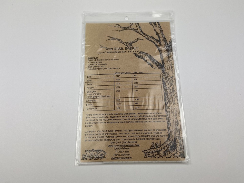 Out on a Limb Star Basket #139 Punch Needle Pattern Primitive