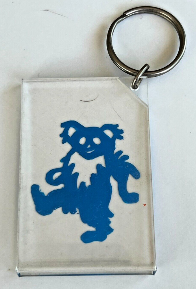 Vintage keychain - Grateful Dead dancing blue bear 3" x 2" lucite