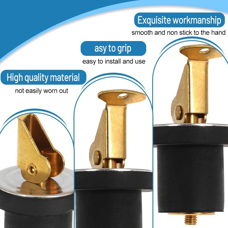 Boat Plug 1/2Inch Brass Boat Drain Plug Snap Handle Plug Deck Plug for Boat M...