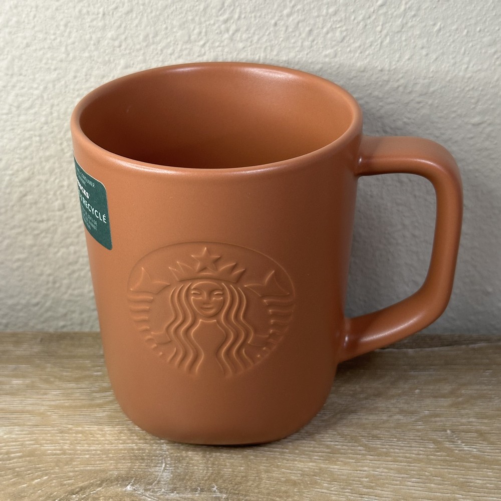 Starbucks Terracotta Triangular Bottom Recycled Ceramic Mug Brick Or Purple