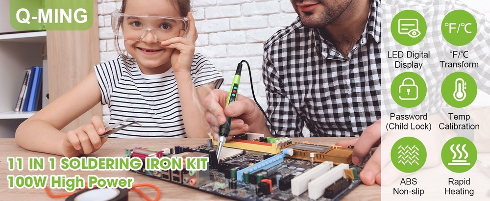 100W LED Digital Soldering Iron Kit Adjustable Temp with Tips & Accessories