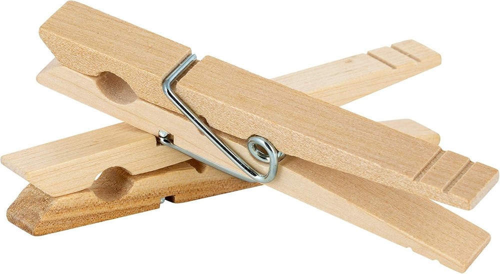Extra Large Wooden 100 Pack Clothespins Natural