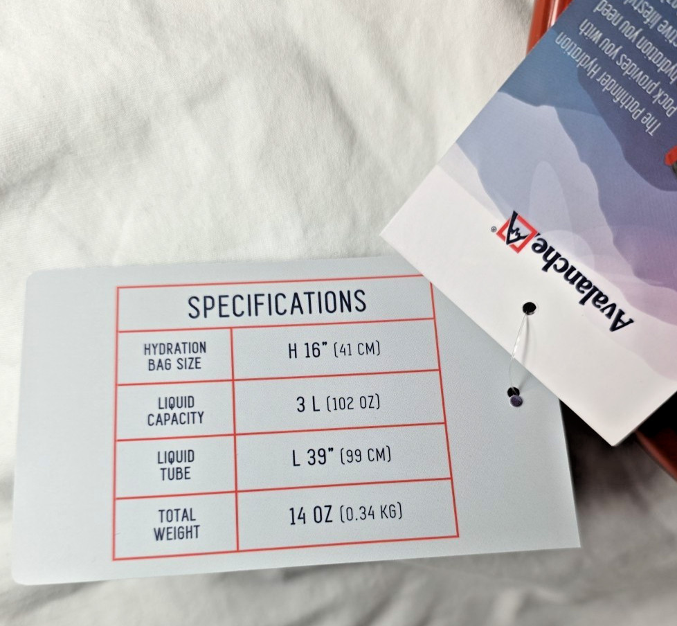 Avalanche Pathfinder 3L Hydration Backpack NWT Black Hiking Biking Water Bag