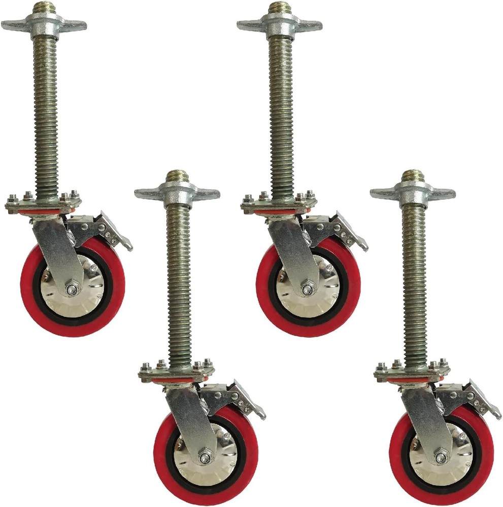 6"x 1.5" Adjustable Leveling Solid Screw Jack Scaffolding Swivel Wheels Caster