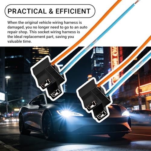 2PCS H7 Bulb Socket, Bulb Socket Harness Extension Kit, Replacement of Pure