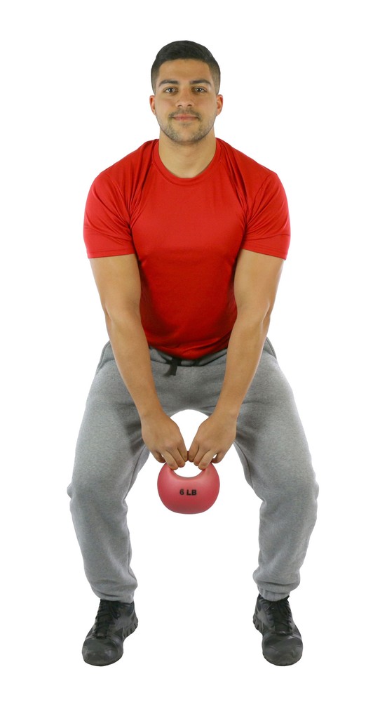 CanDo One Handle Medicine Ball - 6 lb - Red