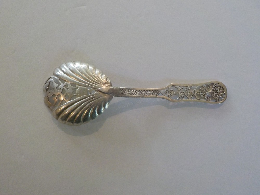 Pair Continental Silver Reticulated Bon-Bon Spoons
