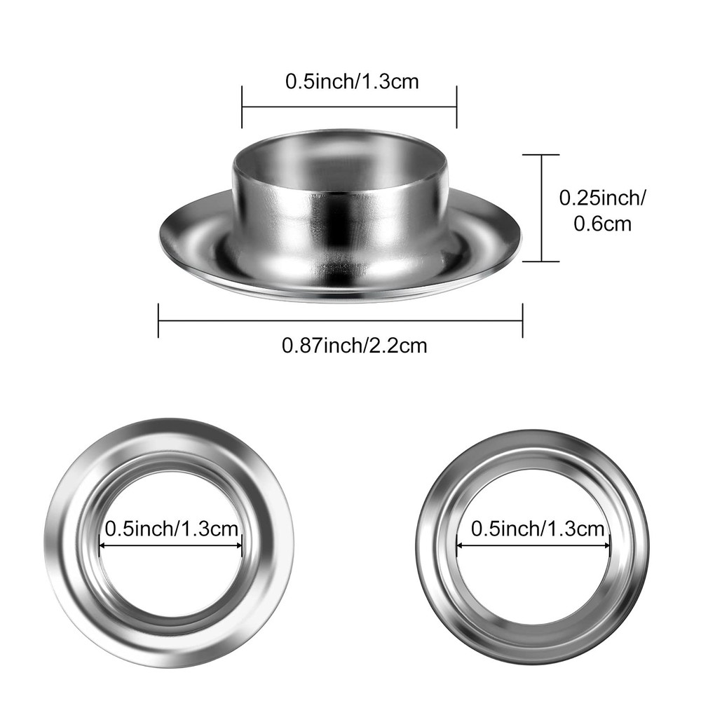 100 Sets Grommet Tool Kit 1/2 Inch Inside Diameter Eyelets with Tools Case