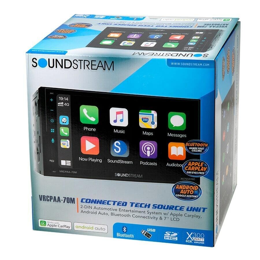 Soundstream Double Din Car Wireless Android Auto Apple CarPlay 7" VRCPAA-70MW