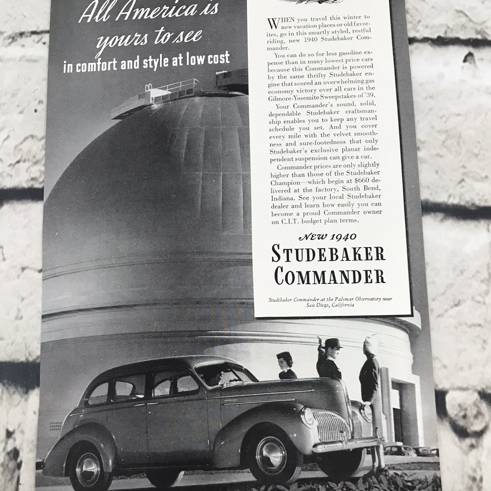 Vtg 1939 Print Ad Studebaker Commander Automobile Advertising Art