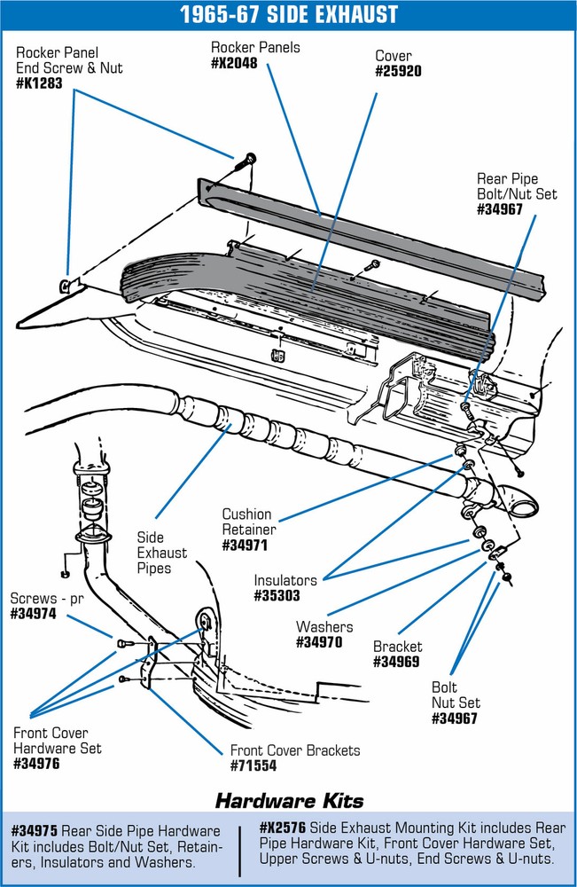 Corvette C2 Side Exhaust Mounting Kit 1965-1967