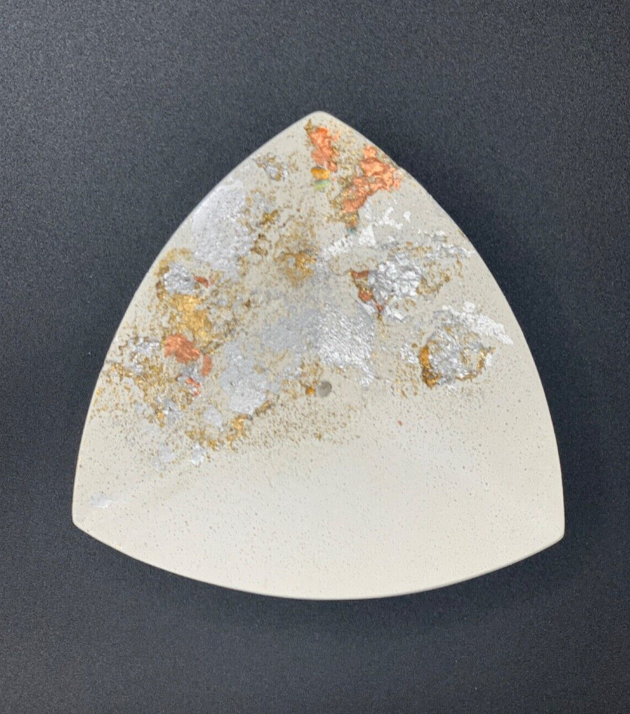 Modern  and Chic Cement with Metallic  Leaf  Accent  Scent Holder