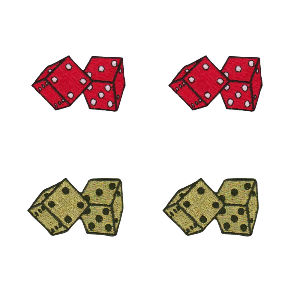 Double Dice Gambling (4-PAck)Iron On Patch: Red & Gold