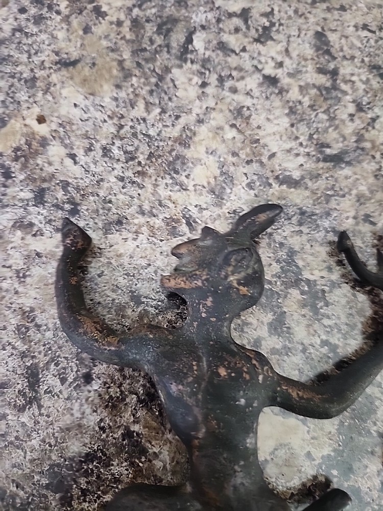 Vtg Cast Iron Devil Chimney Flue Fireplace Damper Pull Metal Rustic Primitive