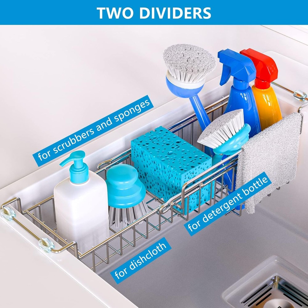 Over The Kitchen Sink Caddy Sponge Holder Organizer Drying Rack Expandable