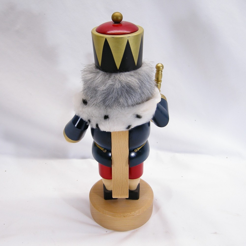 Seiffener Nutcracker Blue King Crown Scepter German Nutcracker 13" - VGC