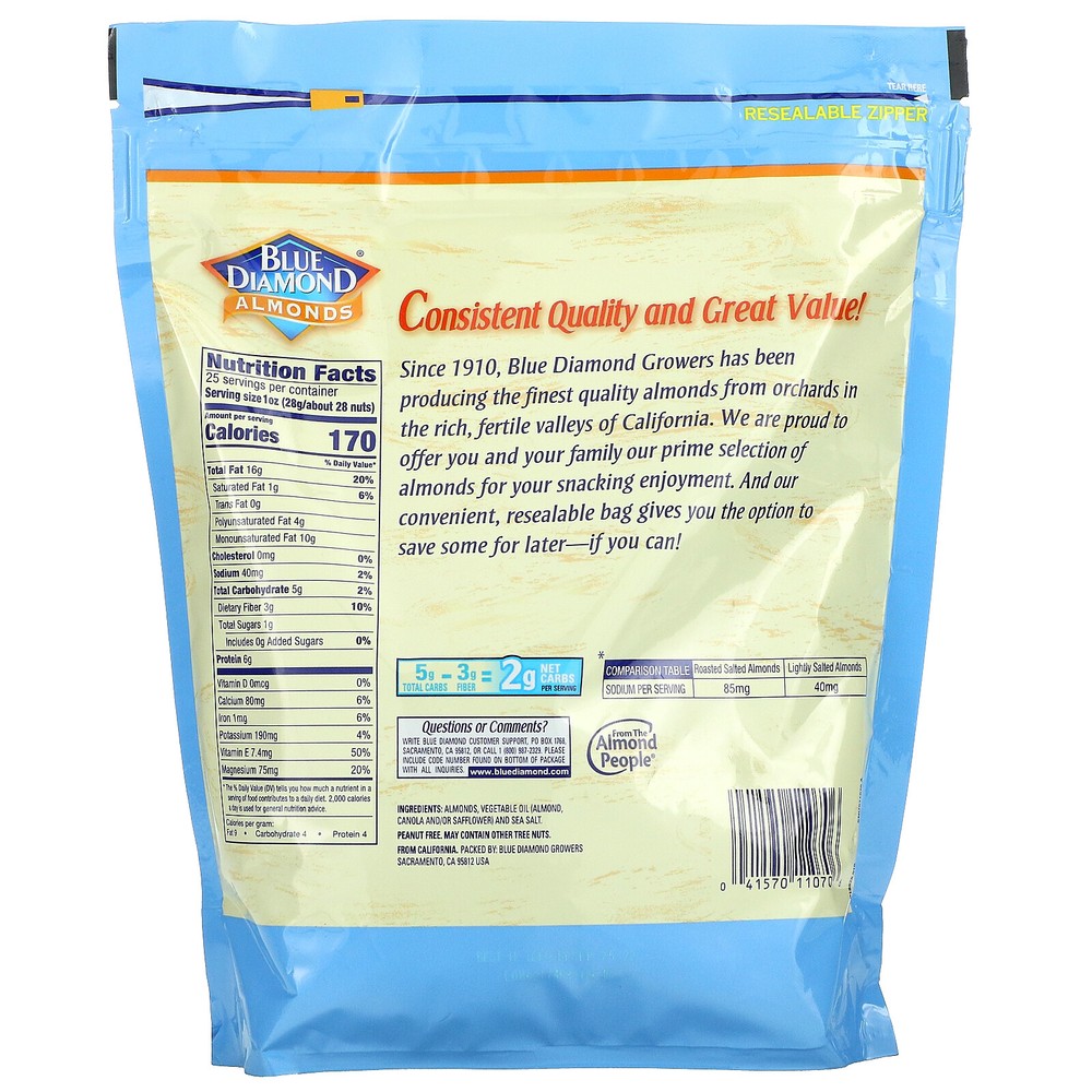 Almonds, Lightly Salted, 25 oz (709 g)