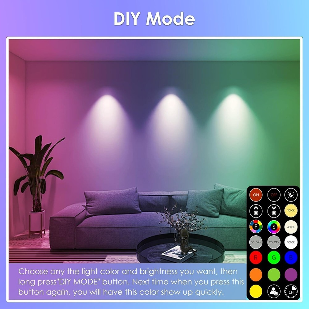 FTL 2-Pack LED Color Changing Light Bulb with Remote Control 60W Equivalent RGB