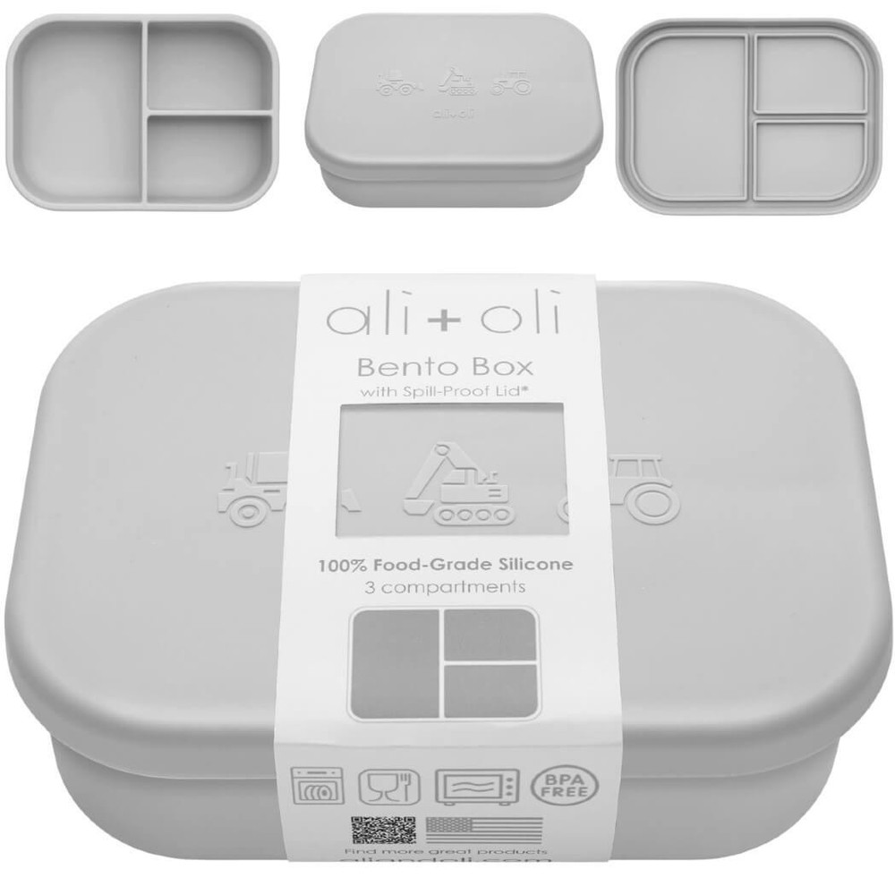 Ali+Oli Silicone Bento Box, Construction, Gray
