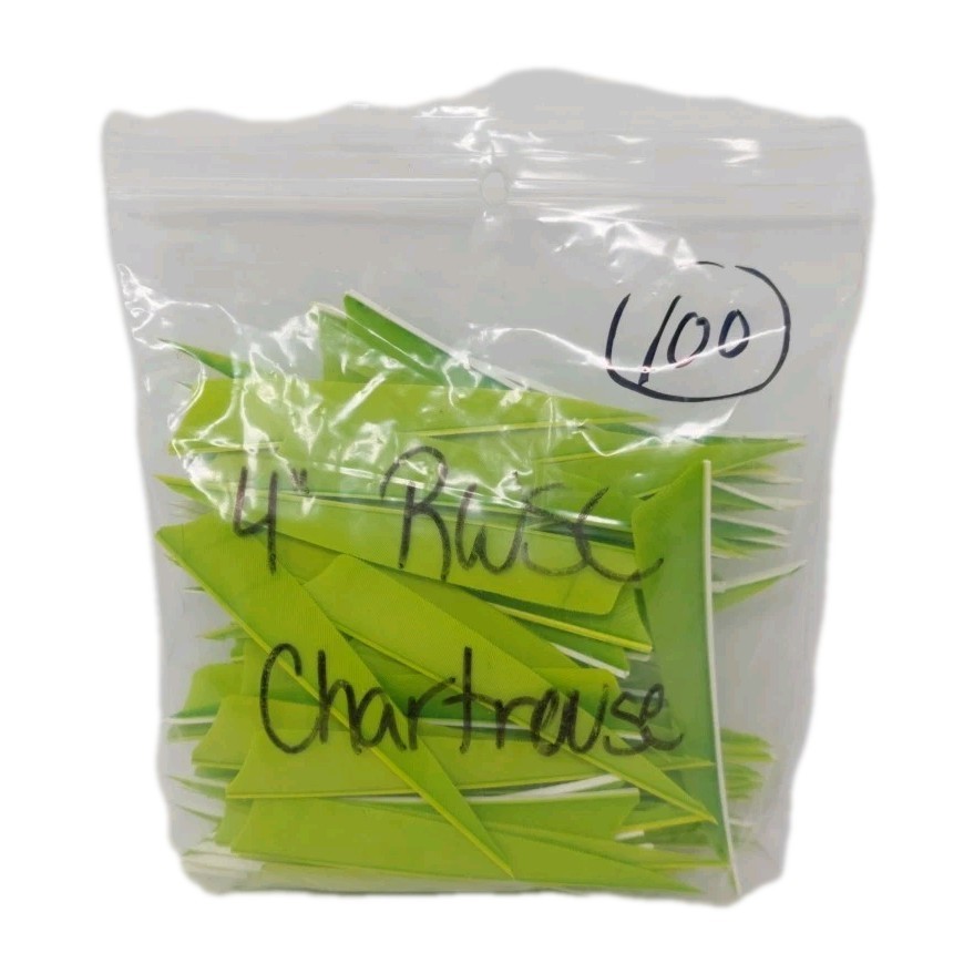 100 Pack Archery Arrow Feathers 4" Right Wing: Shield Chartreuse Green