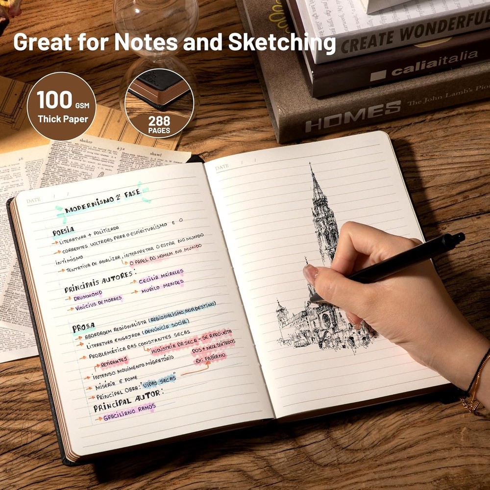 pass Leather Notebook Journal for Men, 100 GSM 288 Pas Lined