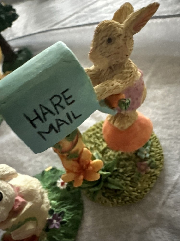 Easter Bunny Rabbit Hare Mail & White Bunny Set Pastel Figurine