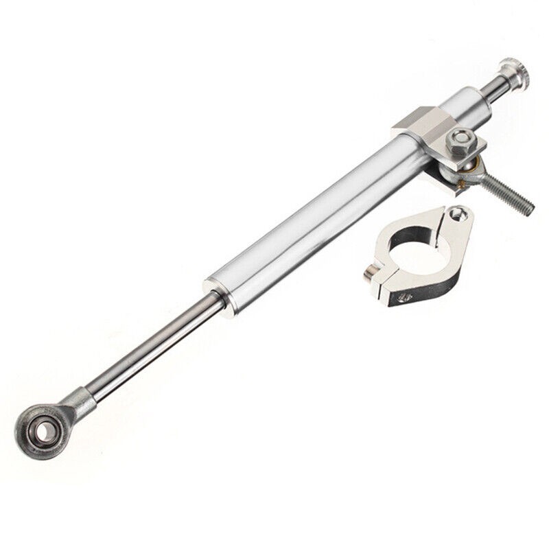 Universal Silver Stabilizer Steering Damper Fork w/ Bracket For Harley Honda