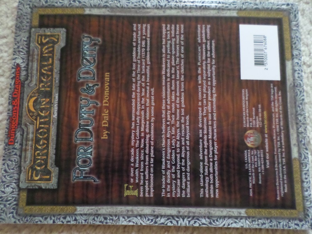 For Duty & Deity Forgotten Realms Dungeons & Dragons adventure module