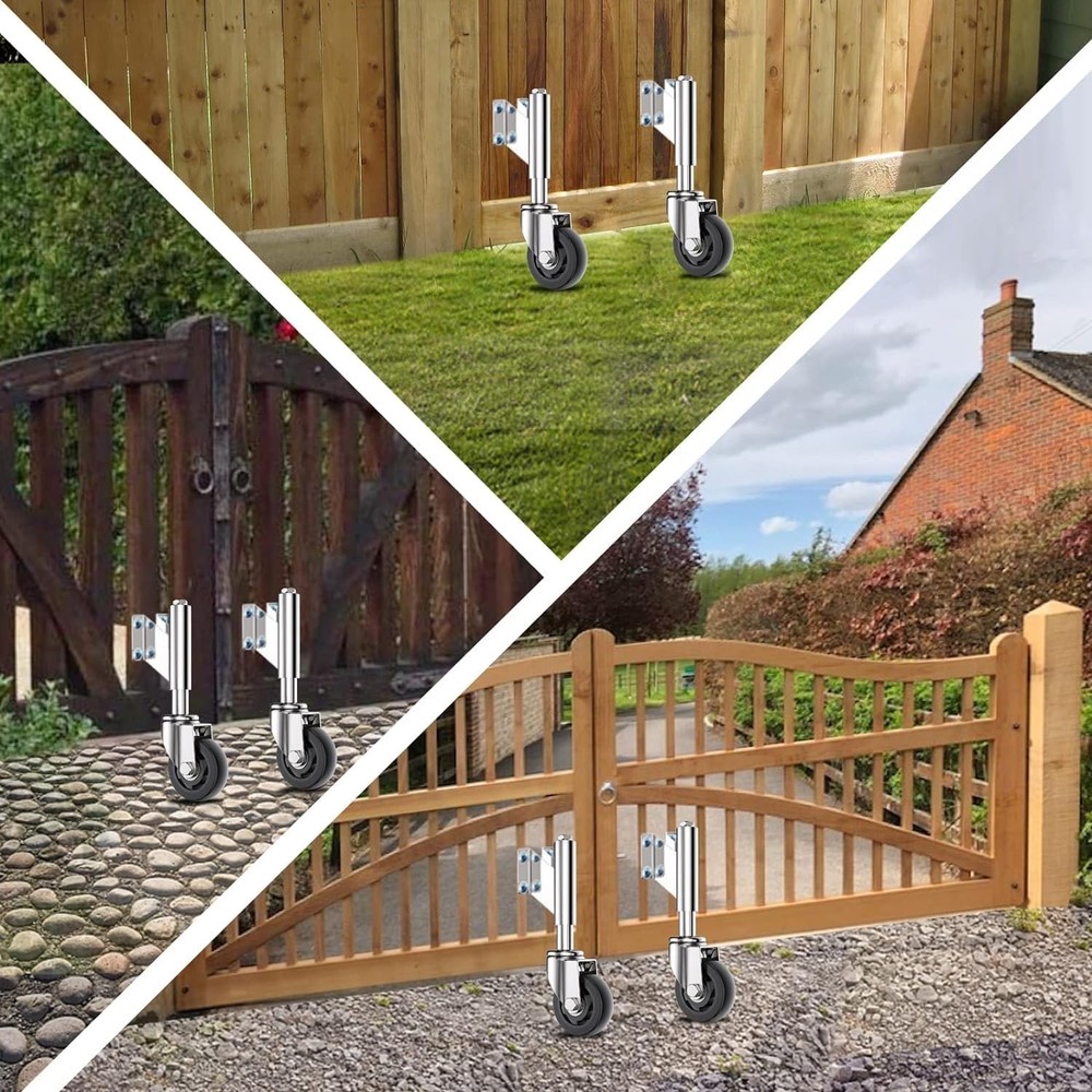 Spring Loaded Gate Casters 3” Heavy Duty Gate Caster Wheels with Hardware