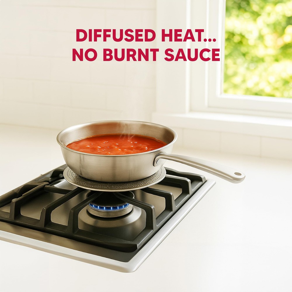 Heat Diffuser Reducer Flame Guard With Removable Handle, Stainless Steel, Dis...