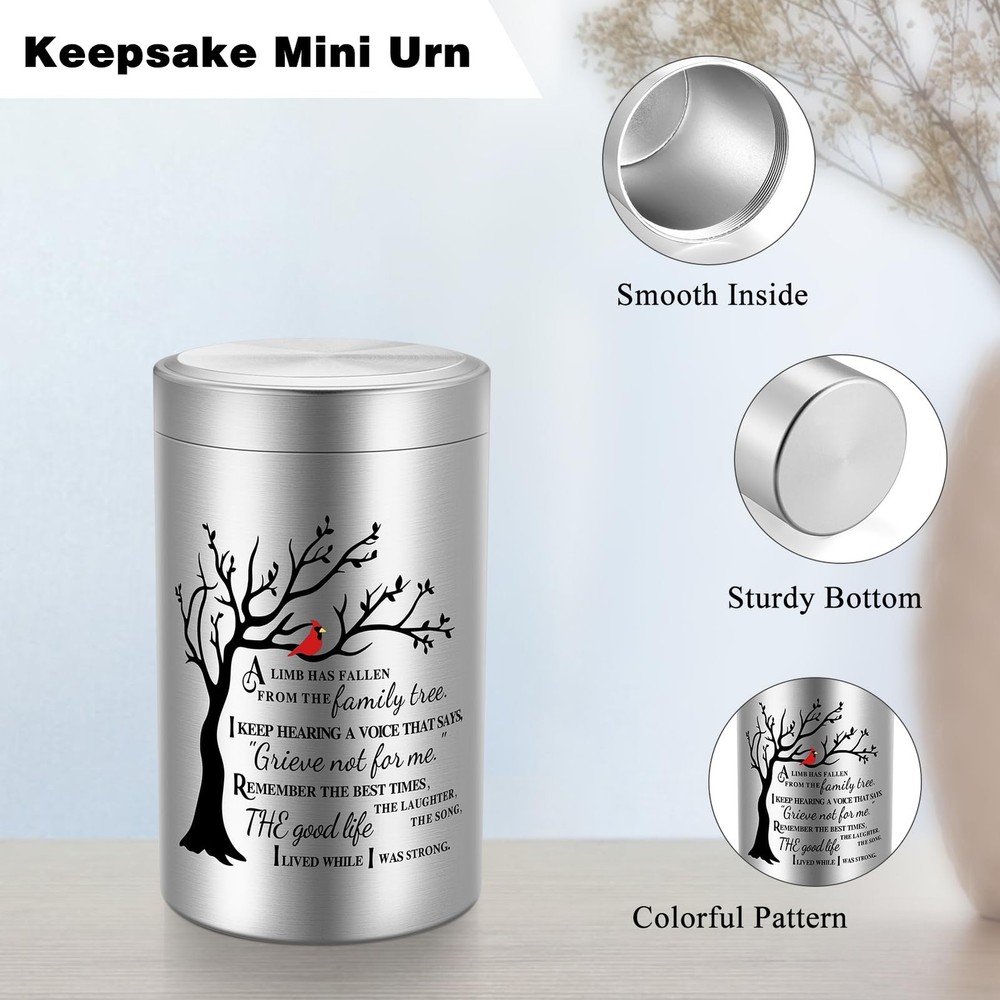 SOITIS Small Urns for Human Ashes Keepsake, 3.54 Inch Mini Urn Silver
