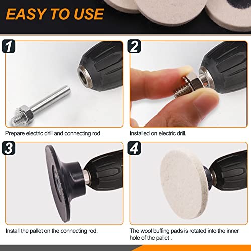 13Pcs 3" Compressed Wool Fabric Disc Felt Polishing Buffing Pads Wheels