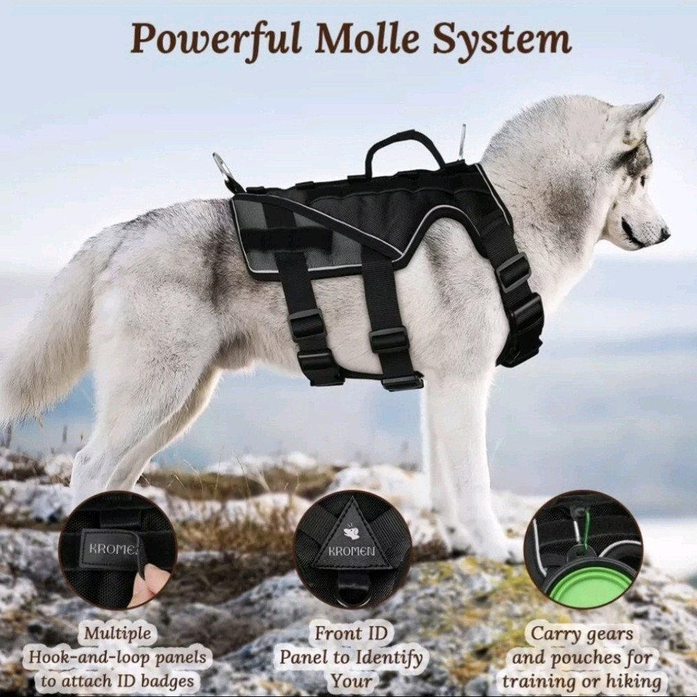 Kromen Tactical Dog Harness LARGE Black & Tan