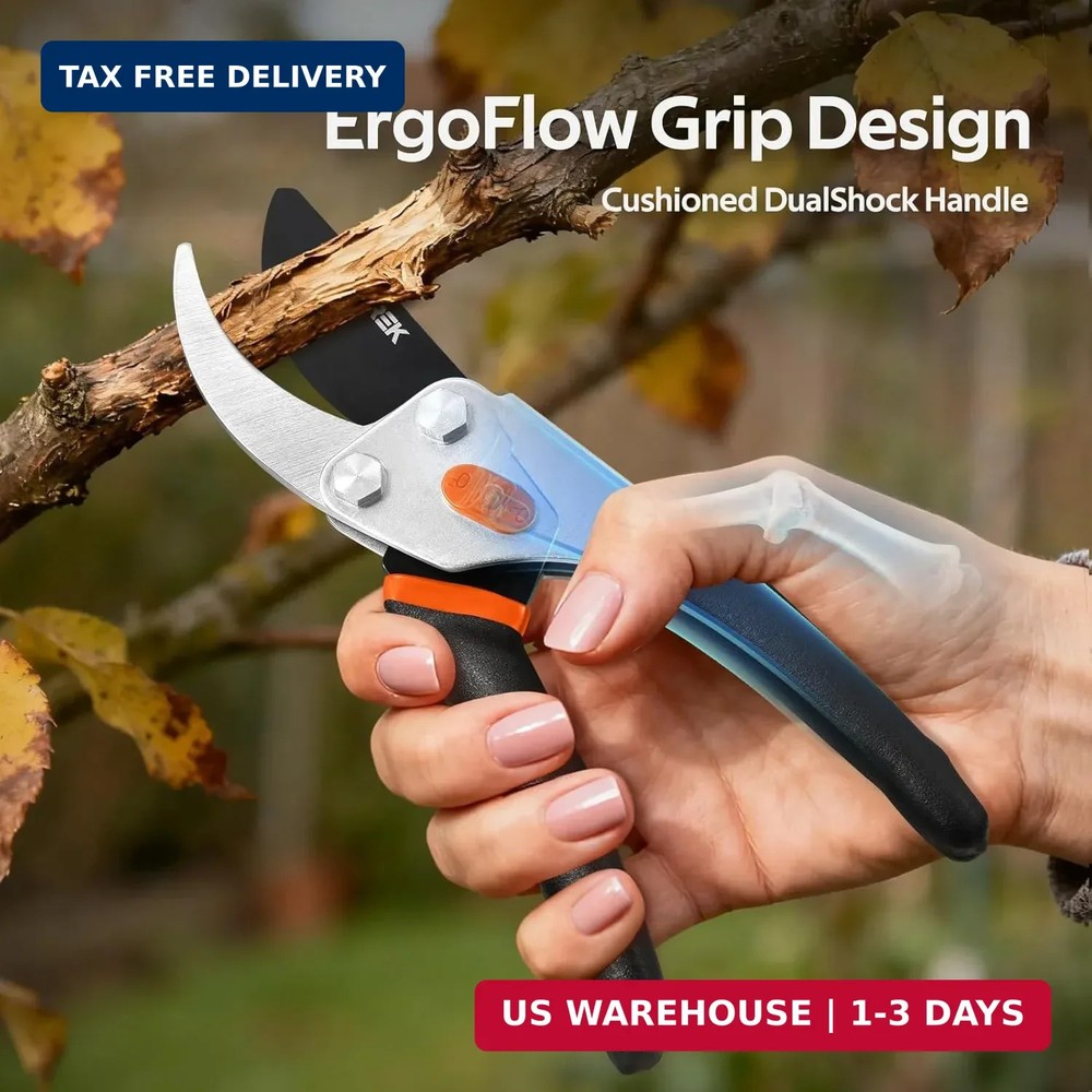 VOTREK® Pruning Shears, 8.5" Professional Garden Pruner with Jam-Proof Spring &