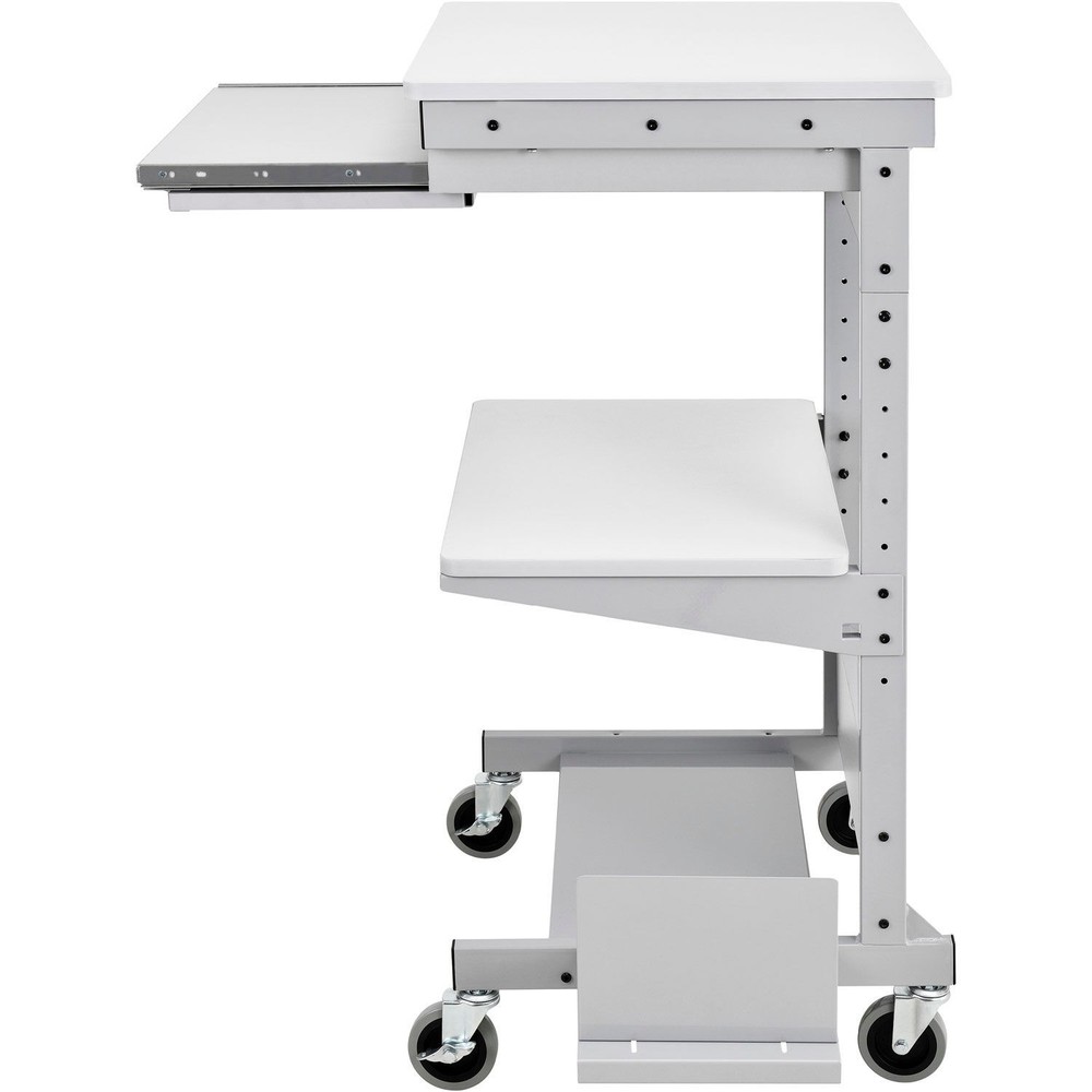 Mobile Computer Workstation with Keyboard Printer Shelf and CPU Holder Gray