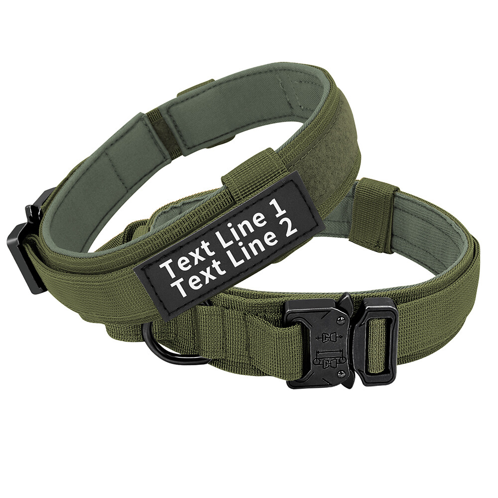 Personalized Tactical Dog Collar with Handle Military Training Custom Name Print