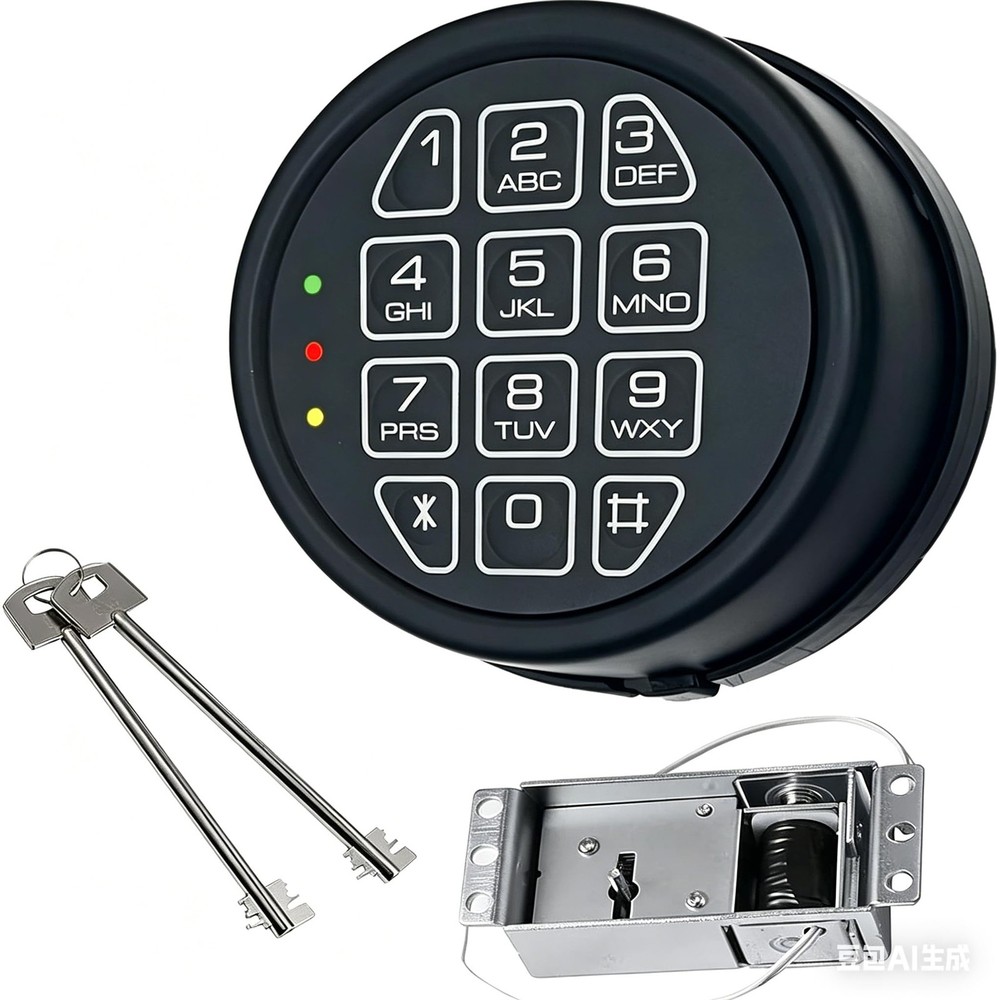 Electronic Safe Lock Replacement Keypad with Solenoid & 2 Override Black