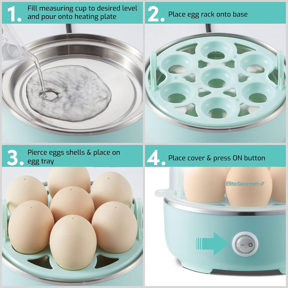 EGC115M Easy Egg Cooker Electric 7-Egg Capacity, Soft, Medium, Hard-Boiled Egg C