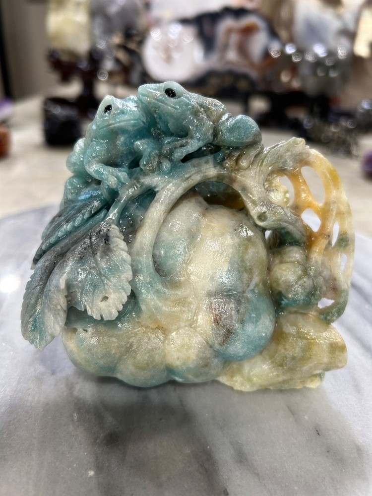 Amazonite Frogs on pumpkin carving